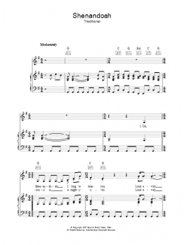 page one of Shenandoah (Piano, Vocal & Guitar Chords)