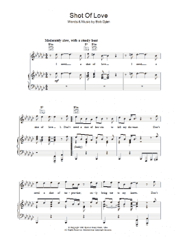 page one of Shot Of Love (Piano, Vocal & Guitar Chords)