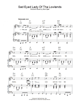 page one of Sad Eyed Lady Of The Lowlands (Piano, Vocal & Guitar Chords)