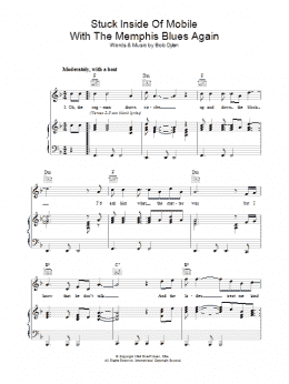 page one of Stuck Inside Of Mobile With The Memphis Blues Again (Piano, Vocal & Guitar Chords)