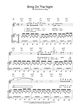 page one of Bring On The Night (Piano, Vocal & Guitar Chords)