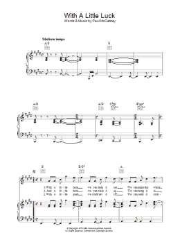 page one of With A Little Luck (Piano, Vocal & Guitar Chords)