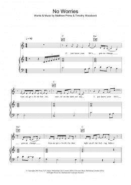 page one of No Worries (Piano, Vocal & Guitar Chords)