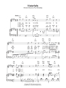 page one of Waterfalls (Piano, Vocal & Guitar Chords)