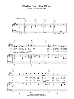 page one of Shelter From The Storm (Piano, Vocal & Guitar Chords)