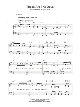 page one of These Are The Days (Piano, Vocal & Guitar Chords)