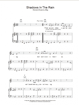 page one of Shadows In The Rain (Piano, Vocal & Guitar Chords)