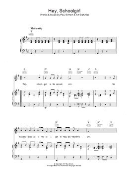 page one of Hey Schoolgirl (Piano, Vocal & Guitar Chords)