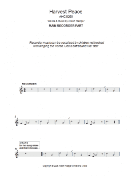 page one of Harvest Peace (Recorder Solo)