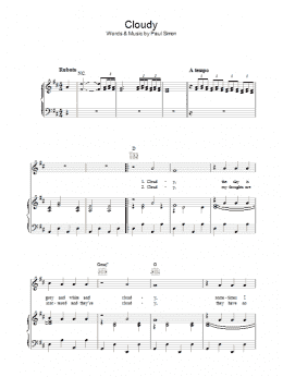 page one of Cloudy (Piano, Vocal & Guitar Chords)
