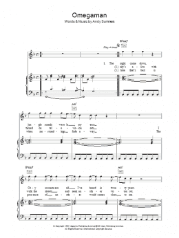 page one of Omegaman (Piano, Vocal & Guitar Chords)
