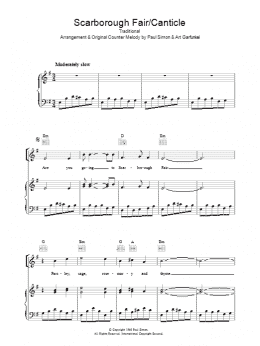 page one of Scarborough Fair/Canticle (Piano, Vocal & Guitar Chords (Right-Hand Melody))