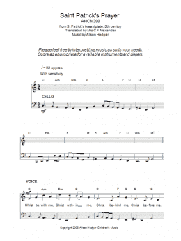 page one of Saint Patrick's Prayer (Piano, Vocal & Guitar Chords)
