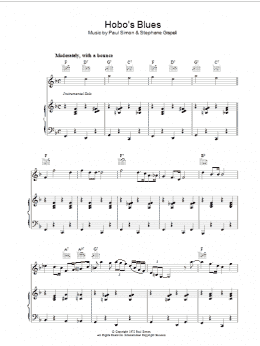 page one of Hobo's Blues (Piano, Vocal & Guitar Chords)