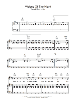 page one of Visions Of The Night (Piano, Vocal & Guitar Chords)