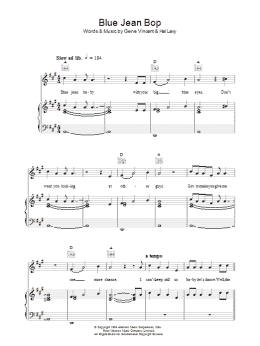 page one of Blue Jean Bop (Piano, Vocal & Guitar Chords)