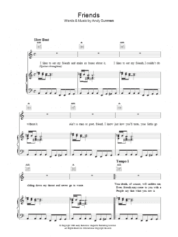 page one of Friends (Piano, Vocal & Guitar Chords)
