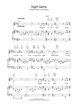 page one of Night Game (Piano, Vocal & Guitar Chords)