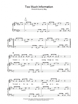 page one of Too Much Information (Piano, Vocal & Guitar Chords)