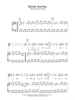 page one of Secret Journey (Piano, Vocal & Guitar Chords)