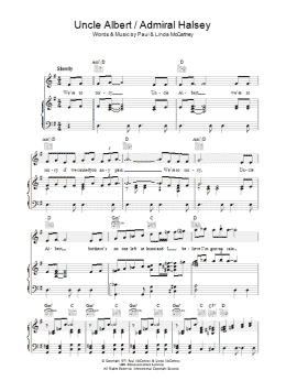 page one of Uncle Albert / Admiral Halsey (Piano, Vocal & Guitar Chords)