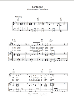 page one of Girlfriend (Piano, Vocal & Guitar Chords)