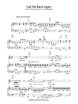 page one of Call Me Back Again (Piano, Vocal & Guitar Chords)