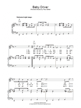 page one of Baby Driver (Piano, Vocal & Guitar Chords)