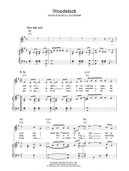page one of Woodstock (Piano, Vocal & Guitar Chords)
