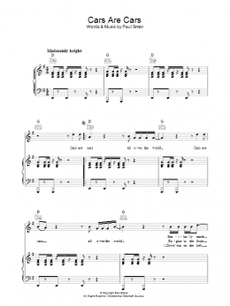 page one of Cars Are Cars (Piano, Vocal & Guitar Chords)