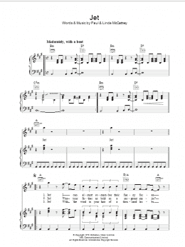 page one of Jet (Piano, Vocal & Guitar Chords)