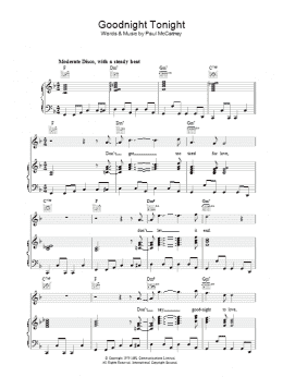 page one of Goodnight Tonight (Piano, Vocal & Guitar Chords)