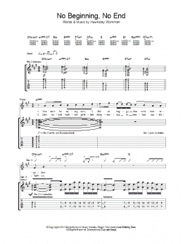 page one of No Beginning No End (Guitar Tab)