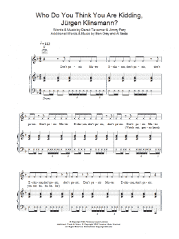 page one of Who Do You Think You Are Kidding, Jurgen Klinsmann? (Piano, Vocal & Guitar Chords)