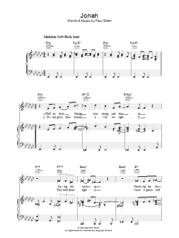 page one of Jonah (Piano, Vocal & Guitar Chords)