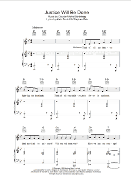 page one of Justice Will Be Done (from Martin Guerre) (Piano, Vocal & Guitar Chords)