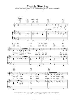 page one of Trouble Sleeping (Piano, Vocal & Guitar Chords)