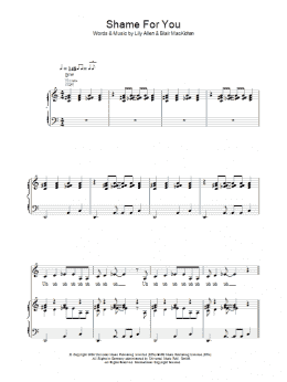 page one of Shame For You (Piano, Vocal & Guitar Chords)