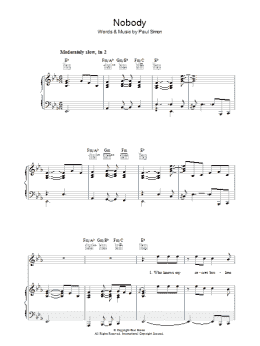 page one of Nobody (Piano, Vocal & Guitar Chords)
