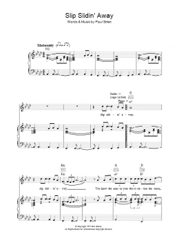 page one of Slip Slidin' Away (Piano, Vocal & Guitar Chords)