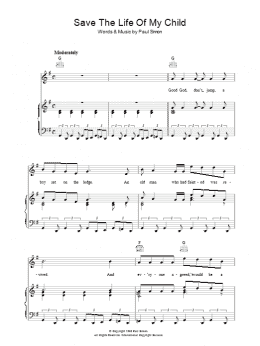 page one of Save The Life Of My Child (Piano, Vocal & Guitar Chords)