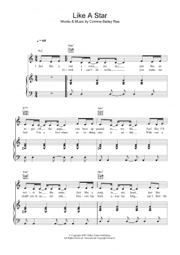 page one of Like A Star (Piano, Vocal & Guitar Chords)