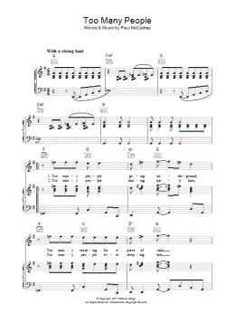 page one of Too Many People (Piano, Vocal & Guitar Chords)