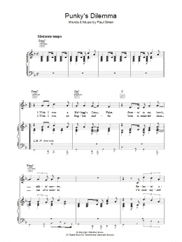 page one of Punky's Dilemma (Piano, Vocal & Guitar Chords)