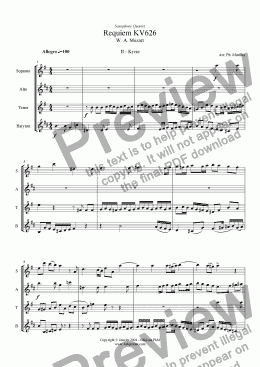 page one of Mozart - Requiem Kyrie (Sax Quartet)