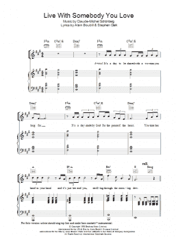 page one of Live With Somebody You Love (from Martin Guerre) (Piano, Vocal & Guitar Chords)