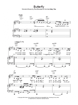 page one of Butterfly (Piano, Vocal & Guitar Chords)