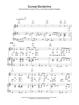 page one of Sunset Borderline (Piano, Vocal & Guitar Chords)