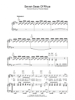 page one of Seven Seas Of Rhye (Piano, Vocal & Guitar Chords)