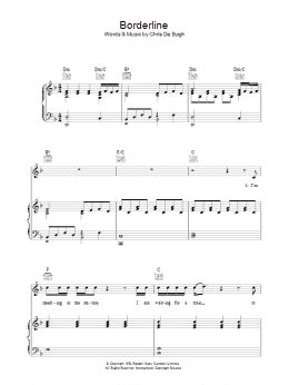 page one of Borderline (Piano, Vocal & Guitar Chords)